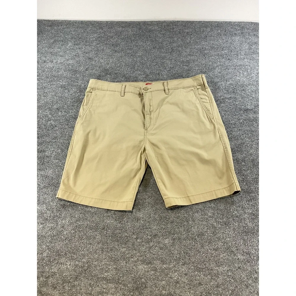 Levis XX Chino Shorts Mens 38 Khaki Flat Front Casual Summer Cotton Stretch Clas